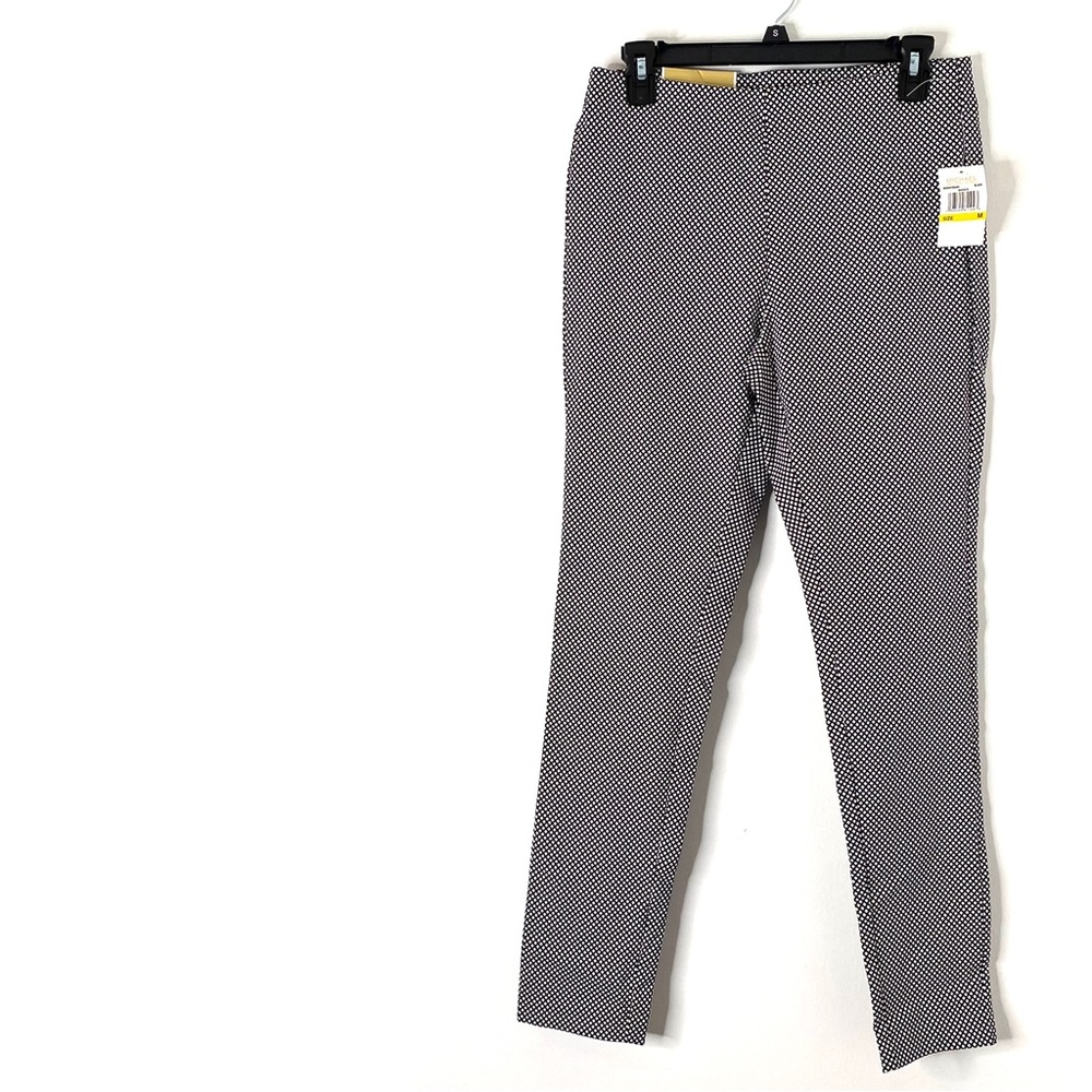 MICHAEL Michael Kors Black White Super Skinny Pull-On Diamond Ankle Pants NWT